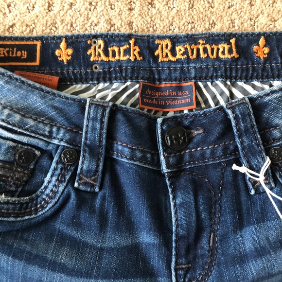 ROCK REVIVAL RILEY JEANS, SIZE 28, BOOTCUT, DESIGNER JEANS NEW WITH TAGS - Picture 5 of 16